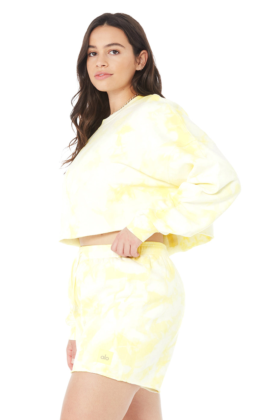 Tie-Dye Extreme Crop Crew Neck - Buttercup/White Tie-Dye