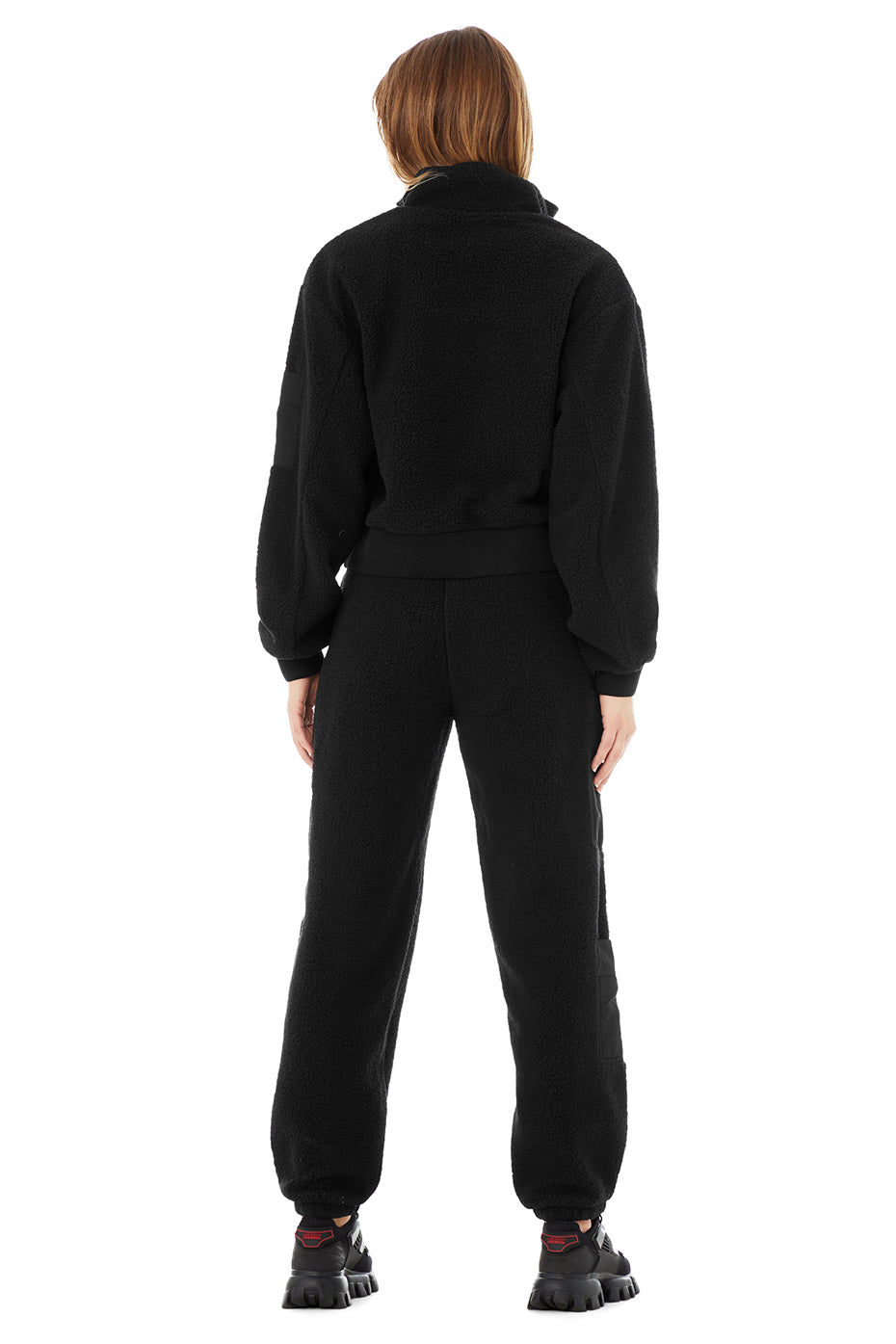 Micro Sherpa Solstice Coverup & Micro Sherpa High-Waist Solstice Sweatpant Set - Black