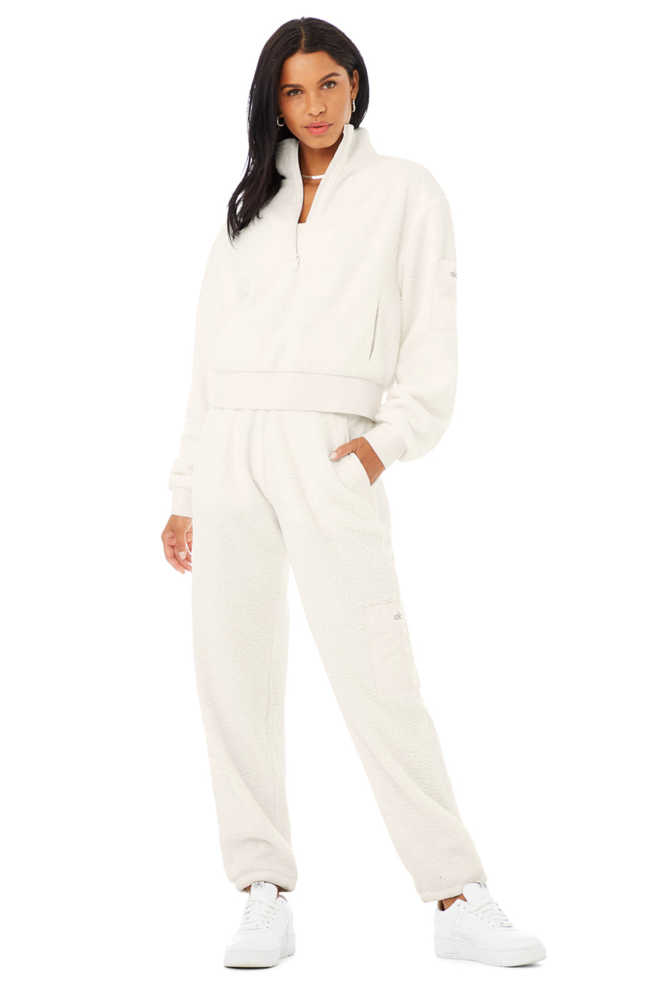 Micro Sherpa Solstice Coverup & Micro Sherpa High-Waist Solstice Sweatpant Set - Ivory