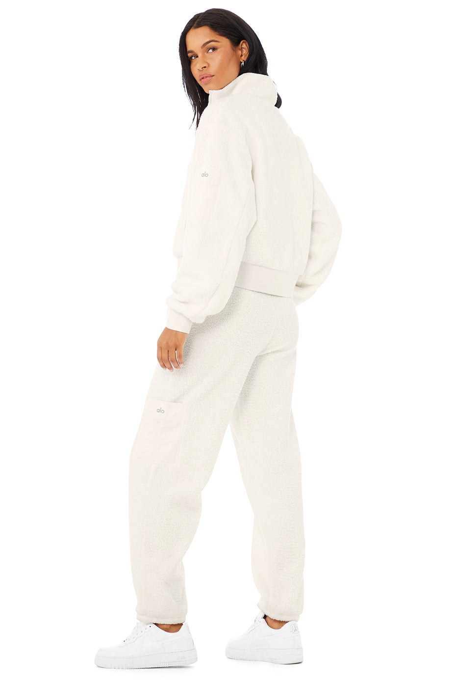 Micro Sherpa Solstice Coverup & Micro Sherpa High-Waist Solstice Sweatpant Set - Ivory