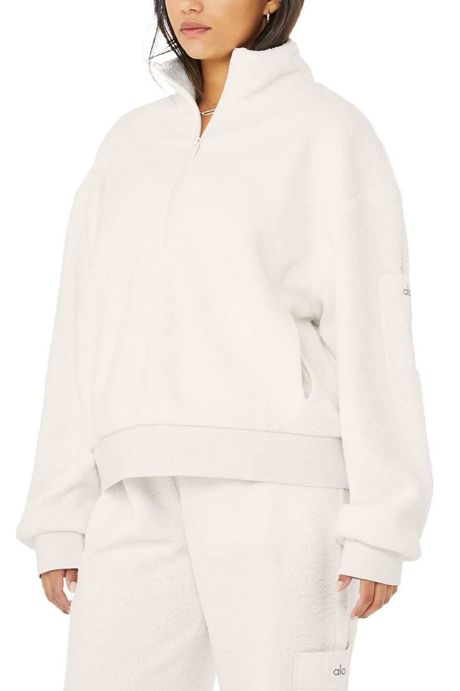 Micro Sherpa Solstice Coverup & Micro Sherpa High-Waist Solstice Sweatpant Set - Ivory