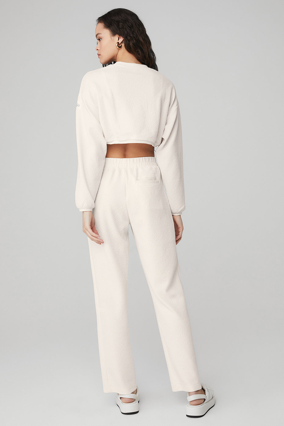 Cropped Tailored Crew Neck & High-Waist Tailored Sweatpant Set