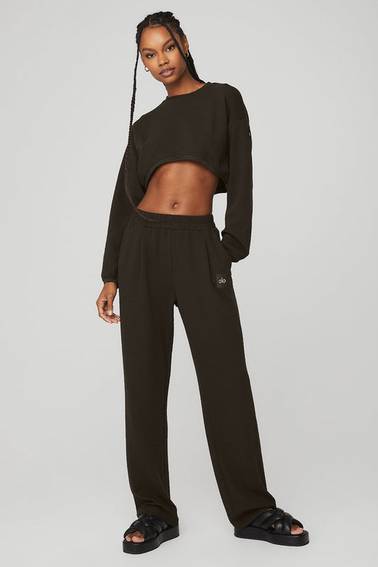 Cropped Tailored Crew Neck & High-Waist Tailored Sweatpant Set