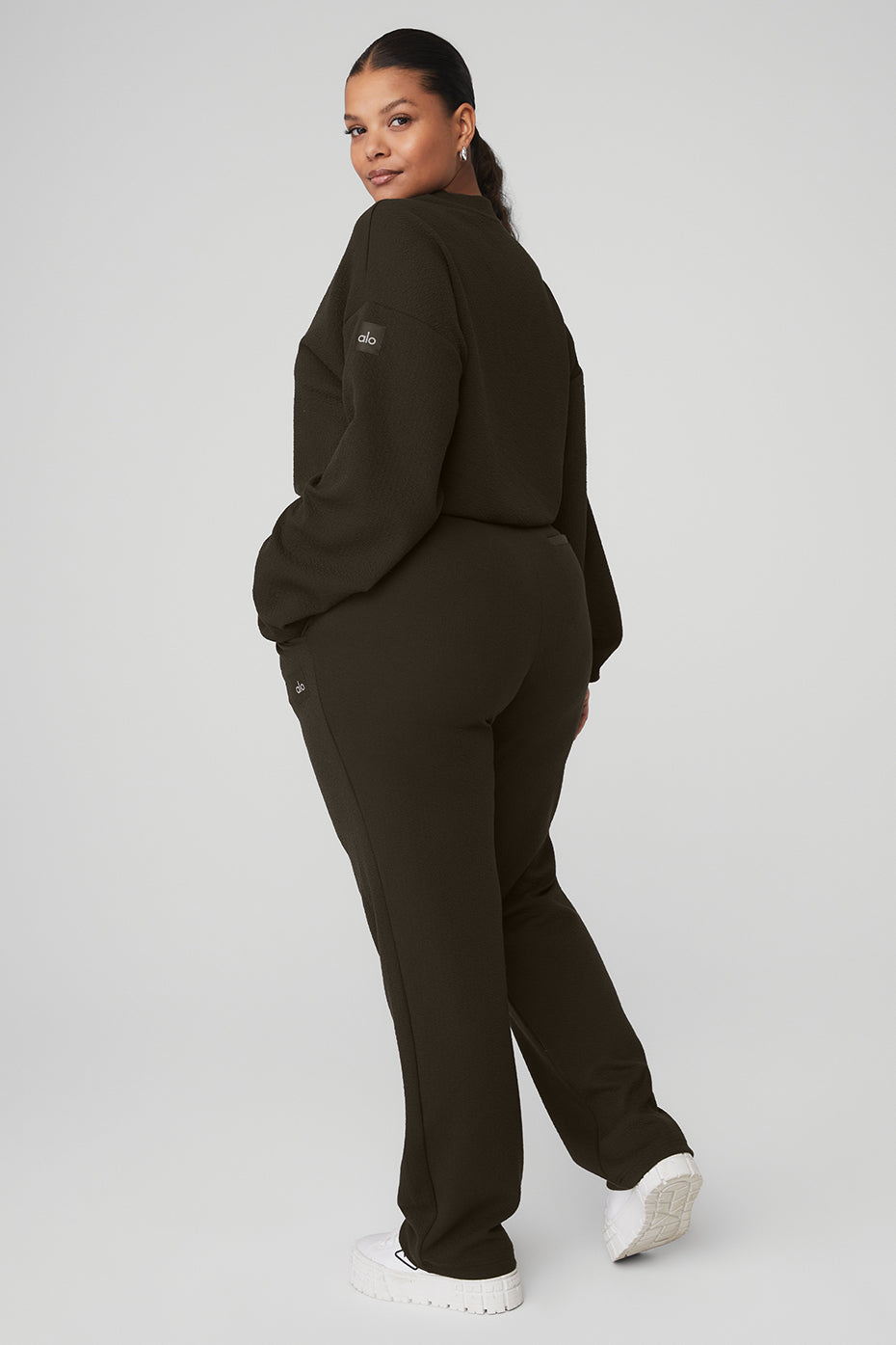 Cropped Tailored Crew Neck & High-Waist Tailored Sweatpant Set