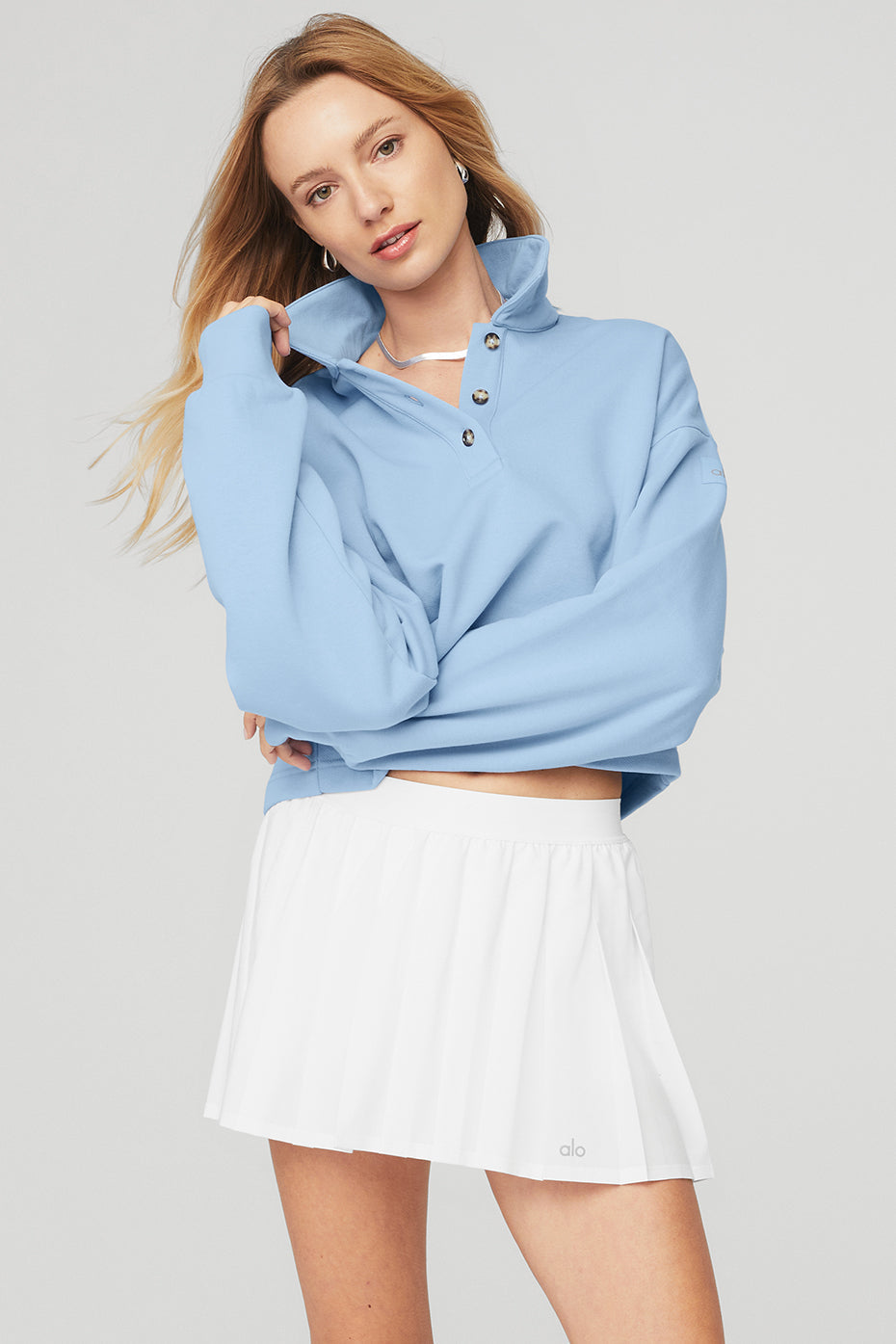 Polo Henley Pullover - Tile Blue