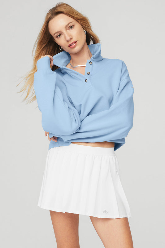Polo Henley Pullover - Tile Blue