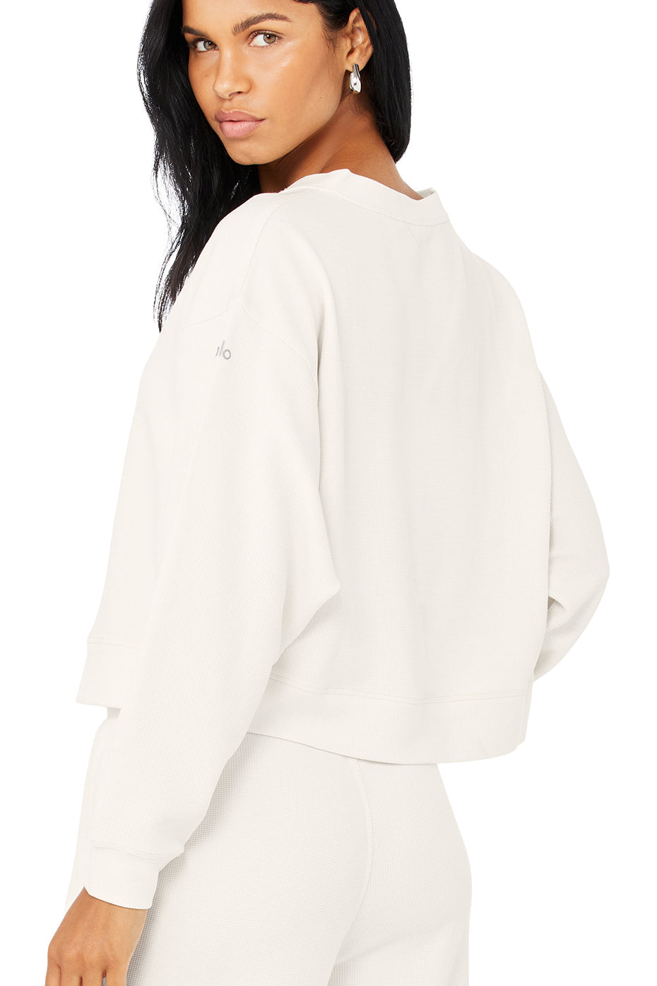 Micro Waffle Pleasant Cropped Henley - Ivory