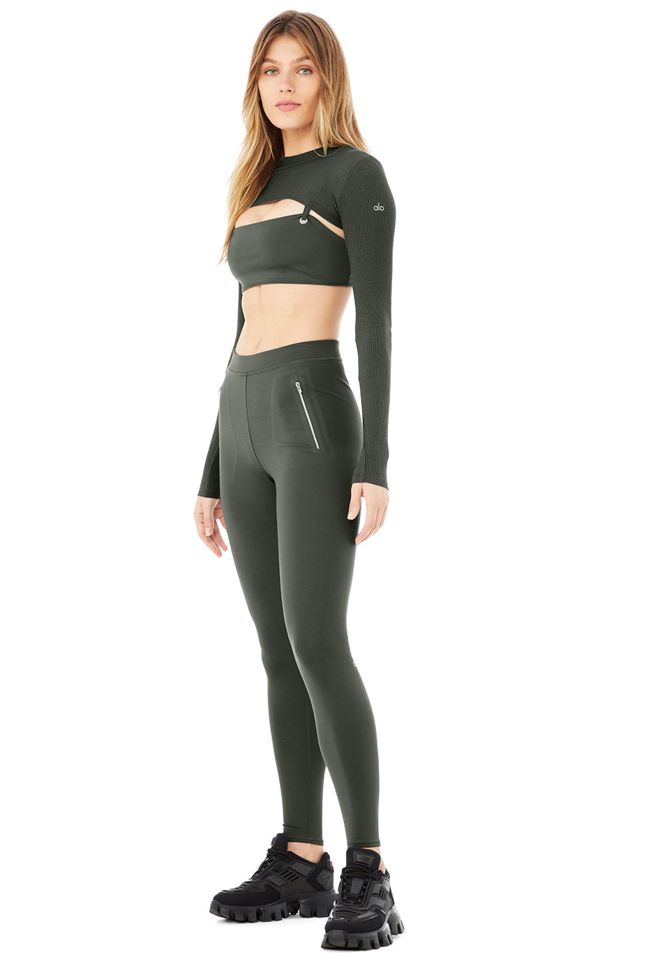 Thrill Seeker Bra, Shrug & Legging Set - Dark Cactus