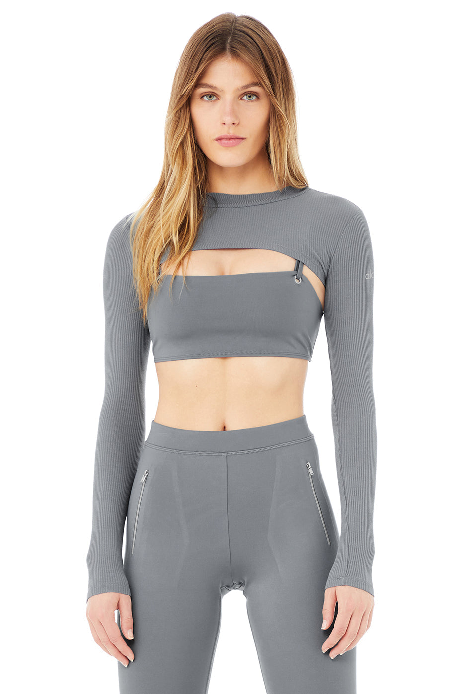 Thrill Seeker Bra, Shrug & Legging Set - Steel Blue