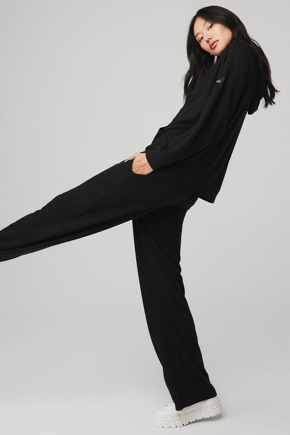 Alolux Cozy Hoodie & Alolux High-Waist Soho Wide Leg Pant