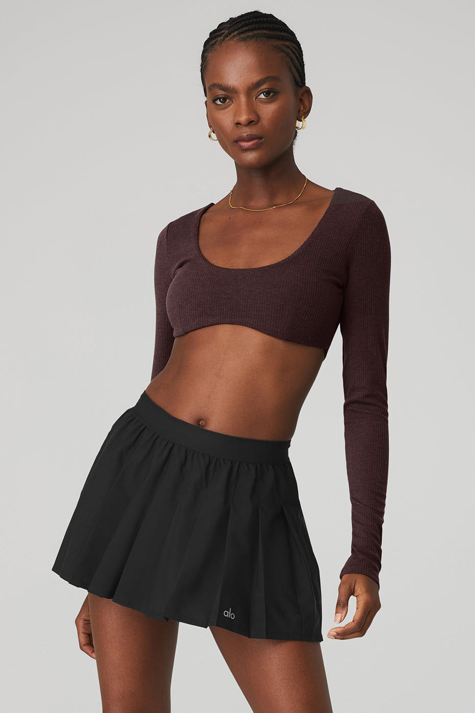 Ribbed Defined Long Sleeve Bra - Raisin