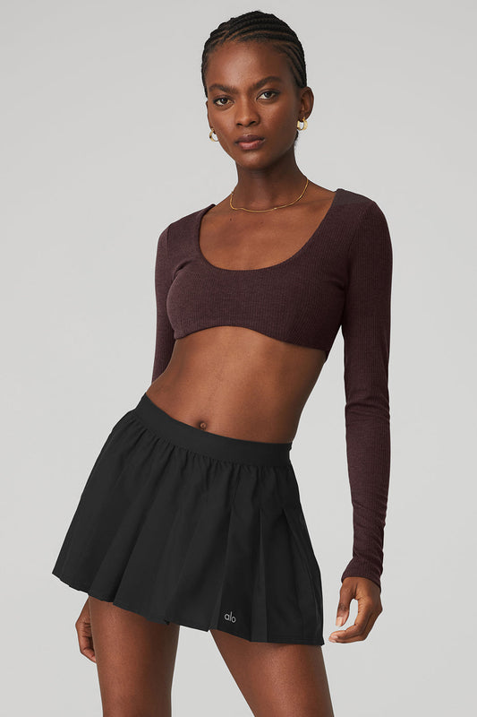 Ribbed Defined Long Sleeve Bra - Raisin