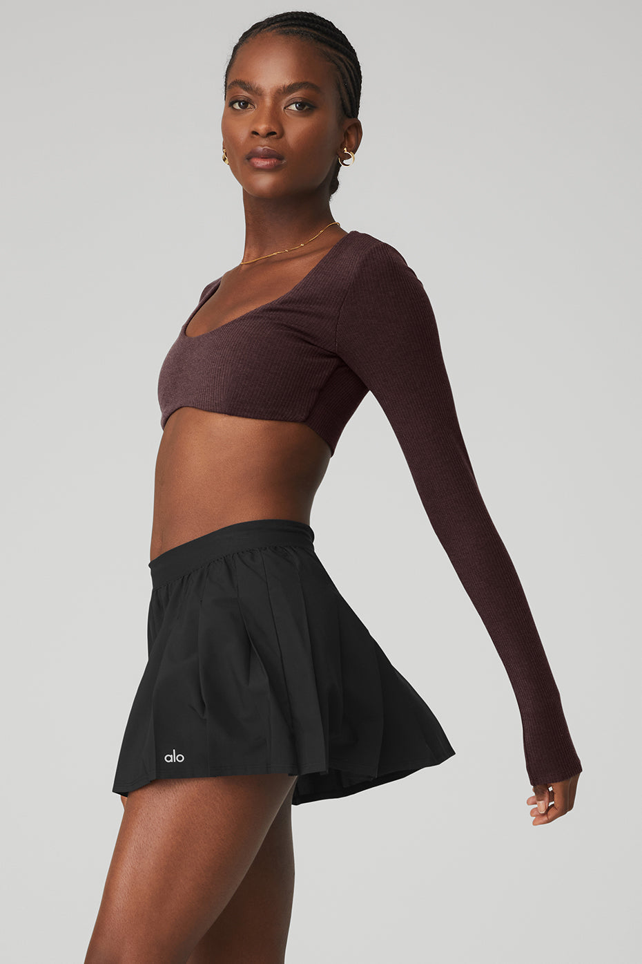 Ribbed Defined Long Sleeve Bra - Raisin