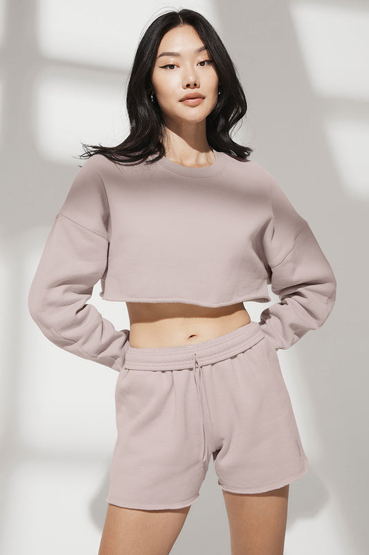 Extreme Crop Crew Neck & Gym Short Set - Lavender Dusk