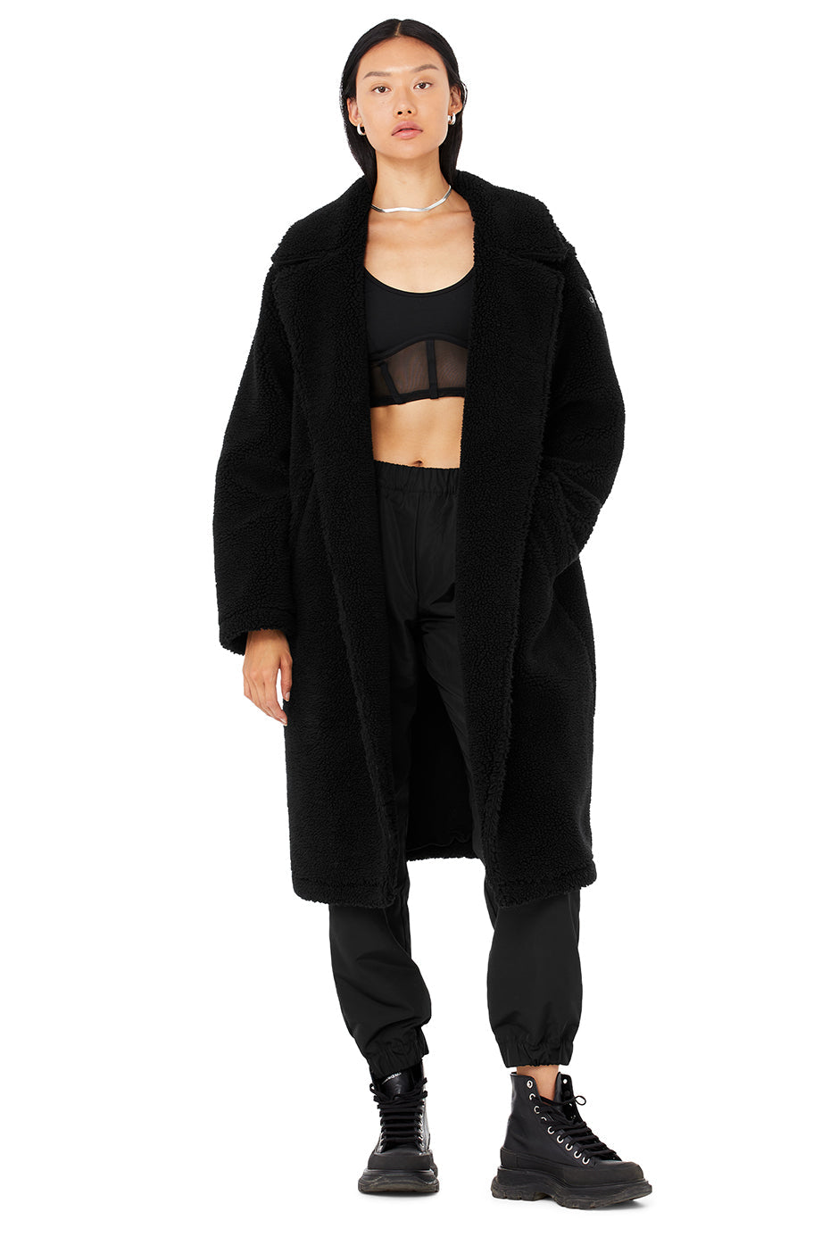 Oversized Sherpa Trench - Black