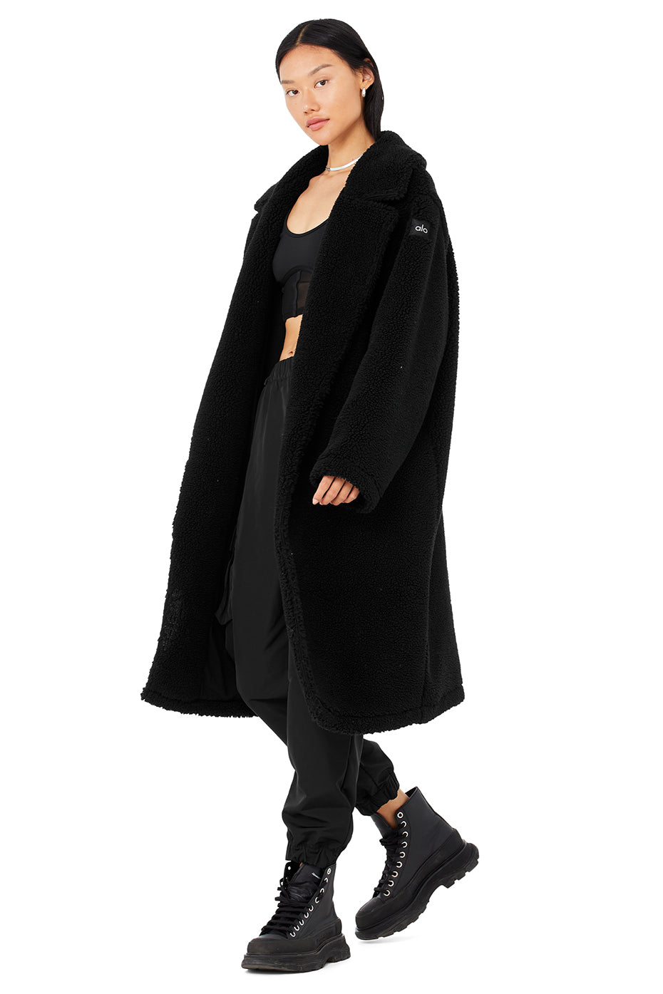 Oversized Sherpa Trench - Black