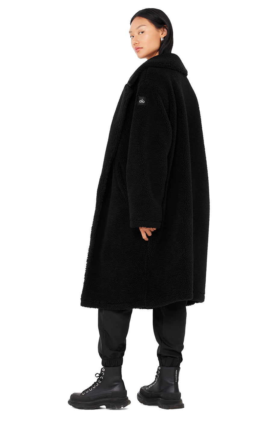 Oversized Sherpa Trench - Black