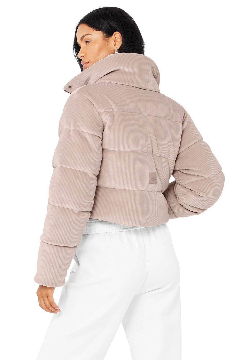 Ribbed Velour Gold Rush Puffer - Dusty Pink