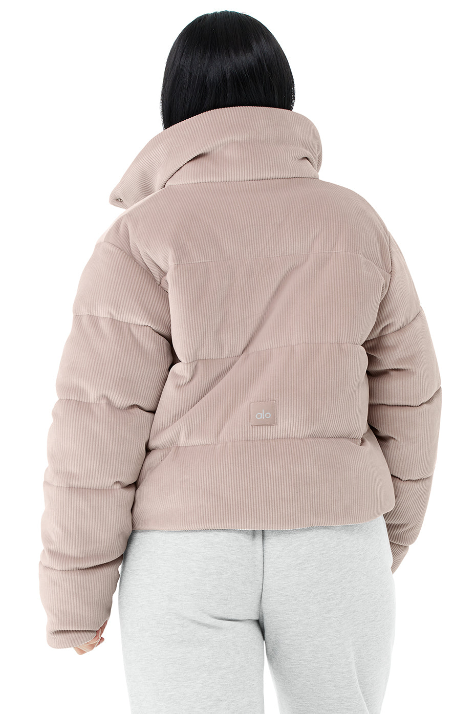 Ribbed Velour Gold Rush Puffer - Dusty Pink
