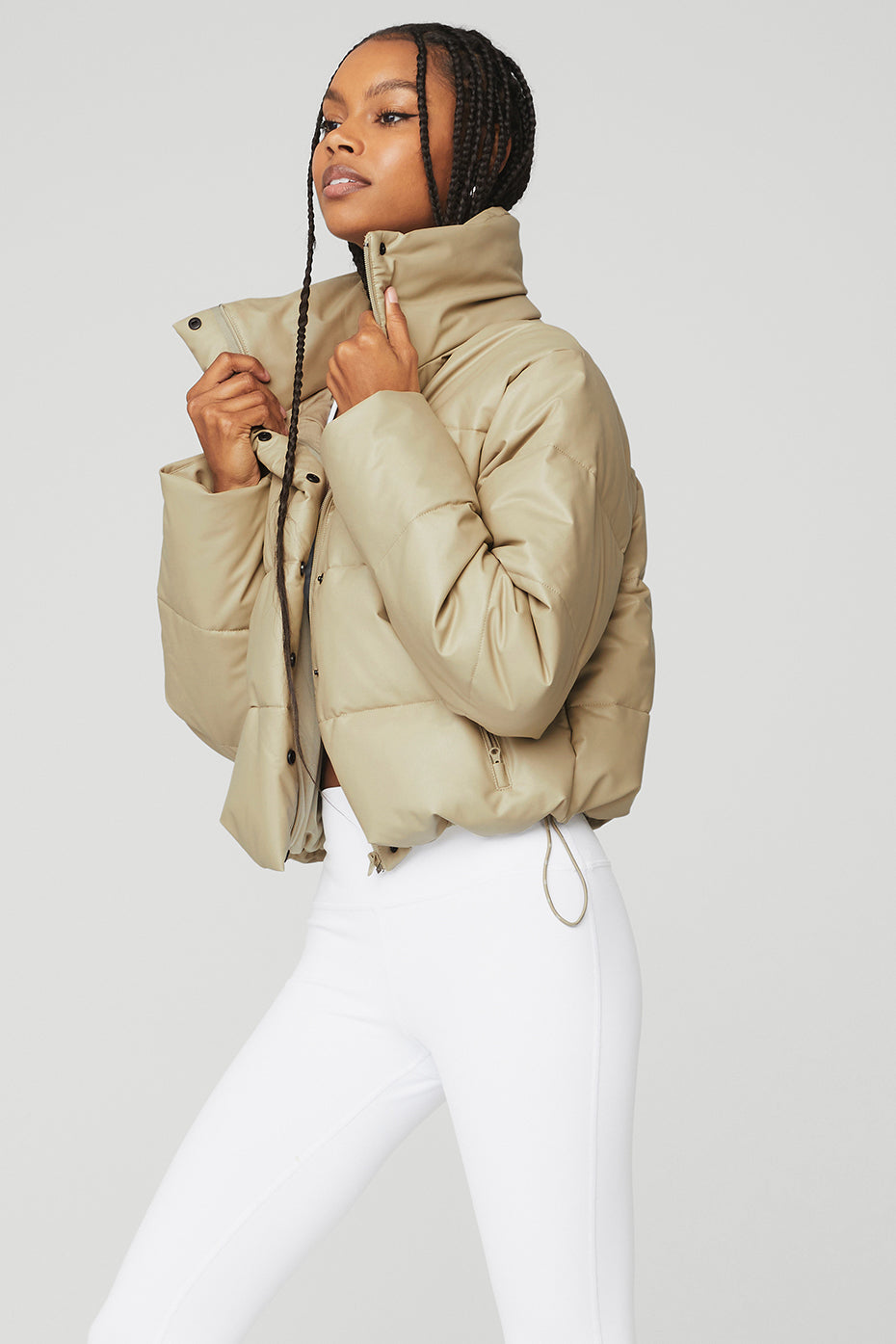 Faux Leather Gold Rush Puffer - California Sand