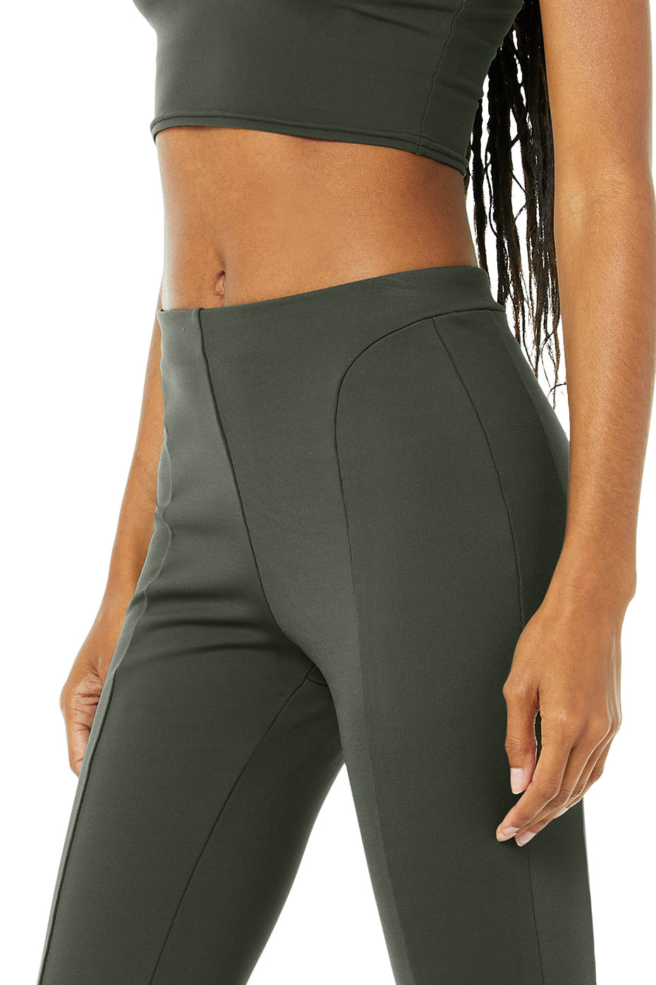 High-Waist Zip It Flare Legging - Dark Cactus