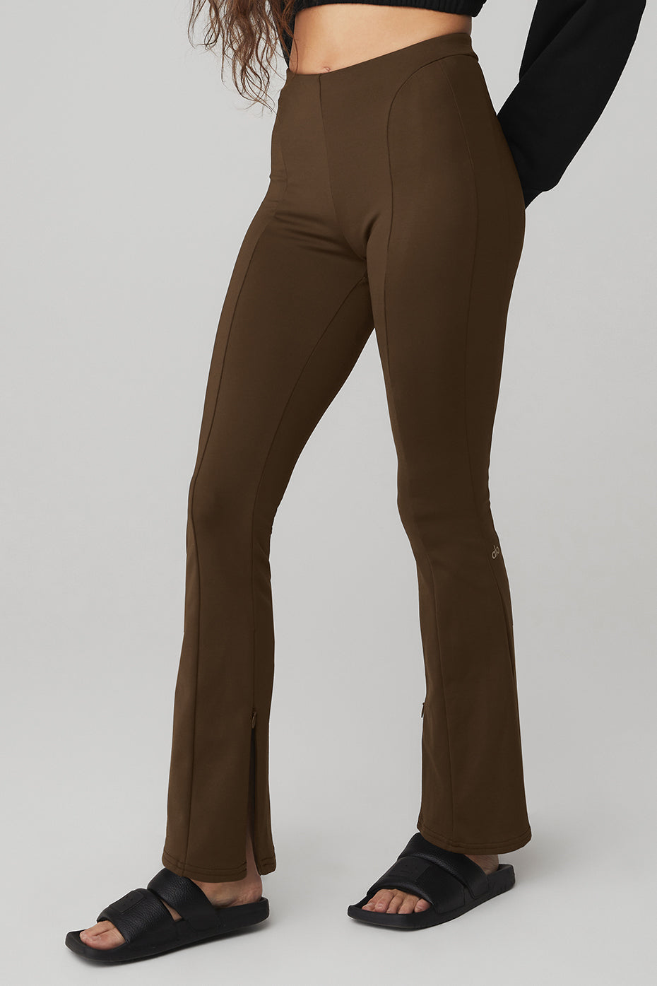 High-Waist Zip It Flare Legging - Espresso