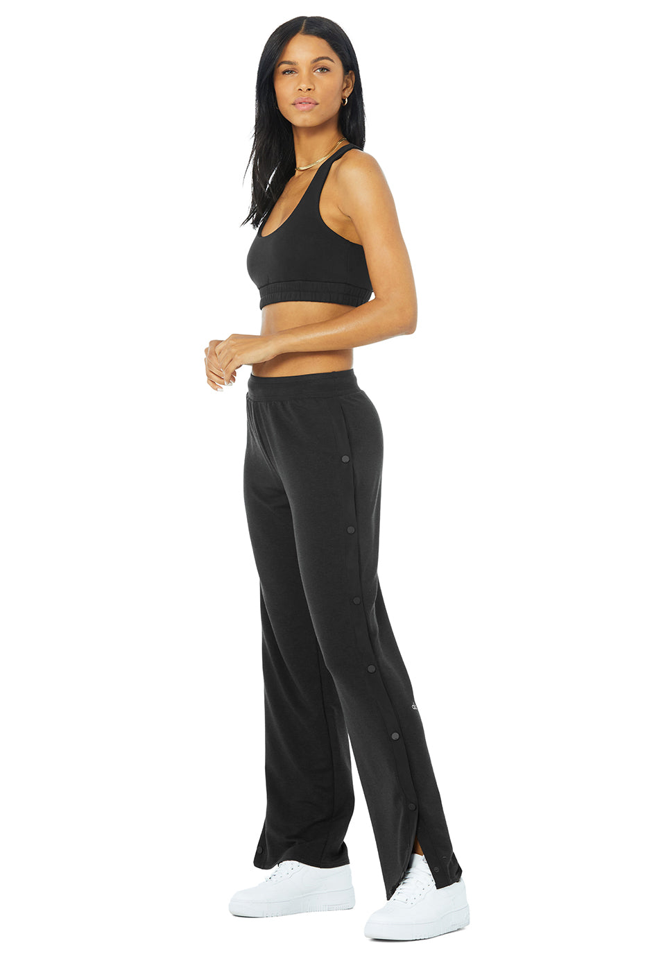 Scoop Neck Sweatshirt Bra & Courtside Tearaway Snap Pant Set