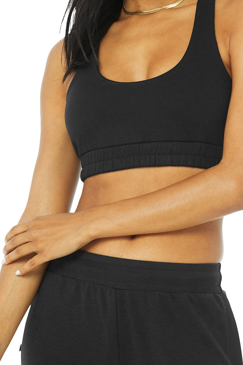 Scoop Neck Sweatshirt Bra & Courtside Tearaway Snap Pant Set - Black