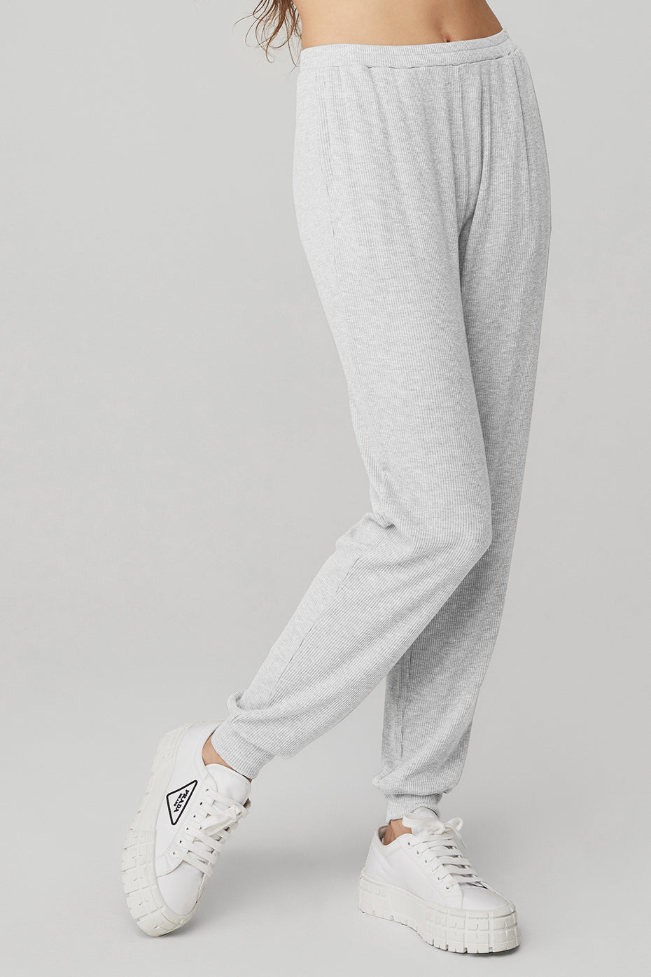 High-Waist Ribbed Whisper Pant - Athletic Heather Grey