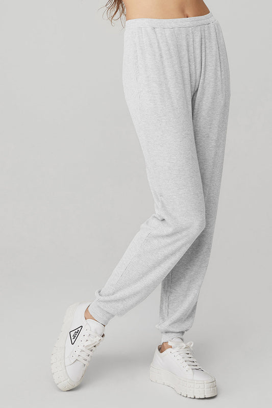 High-Waist Ribbed Whisper Pant - Athletic Heather Grey