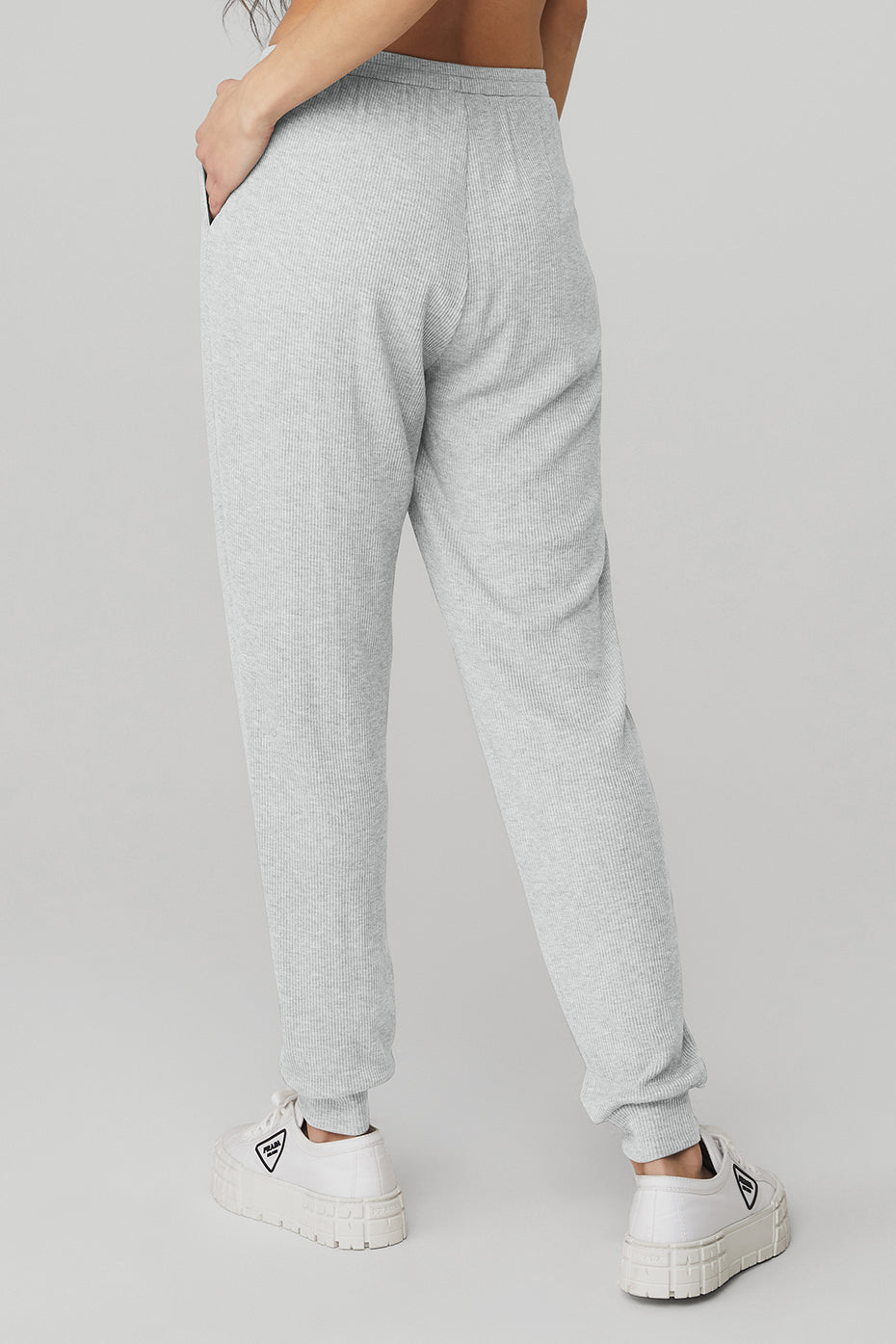 High-Waist Ribbed Whisper Pant - Athletic Heather Grey