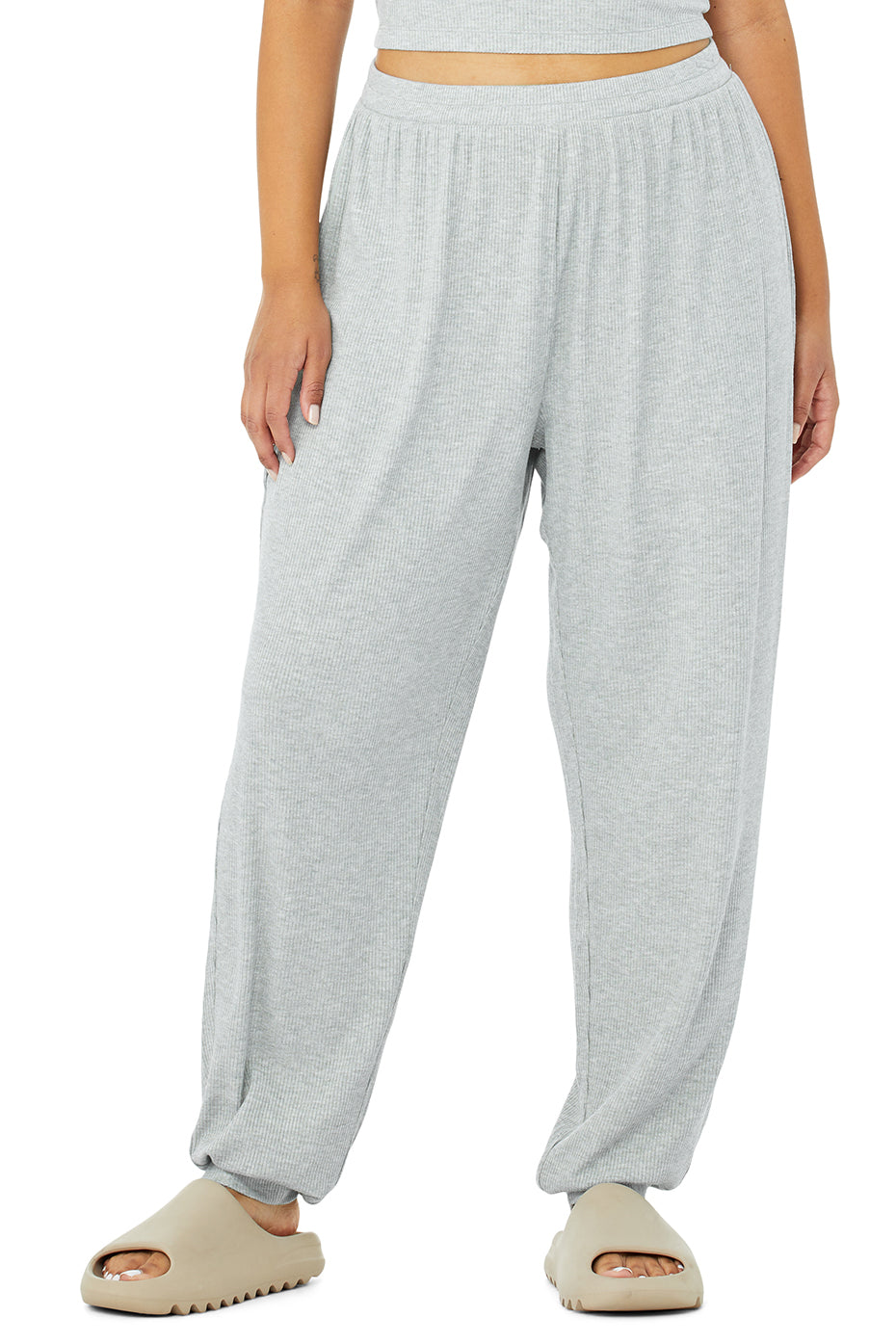 High-Waist Ribbed Whisper Pant - Athletic Heather Grey