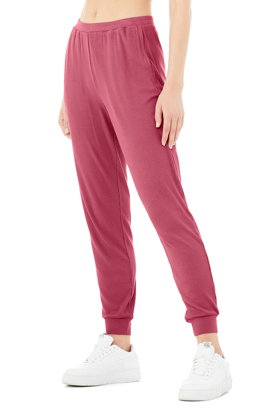 High-Waist Ribbed Whisper Pant - Raspberry Sorbet