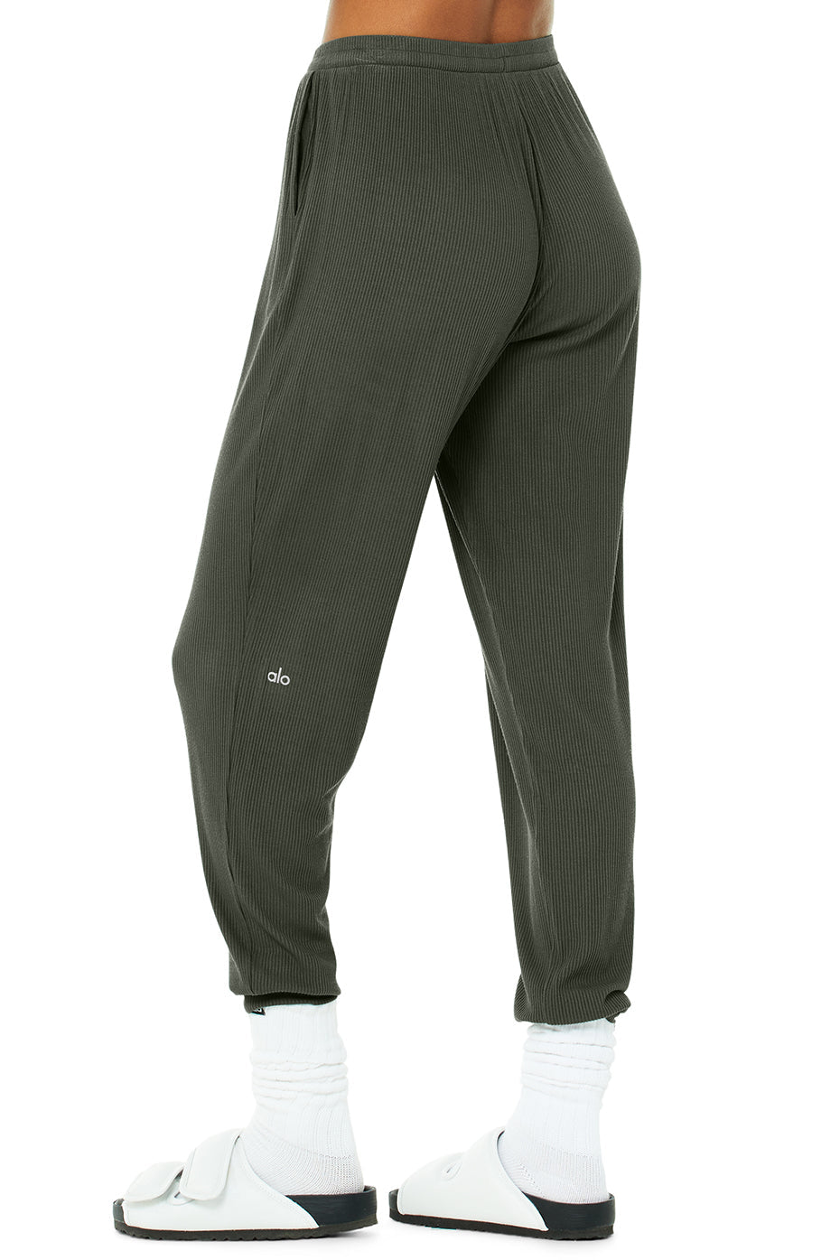 High-Waist Ribbed Whisper Pant - Dark Cactus