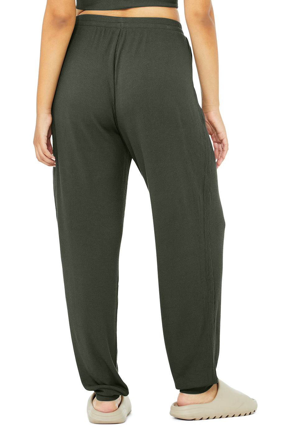 High-Waist Ribbed Whisper Pant - Dark Cactus