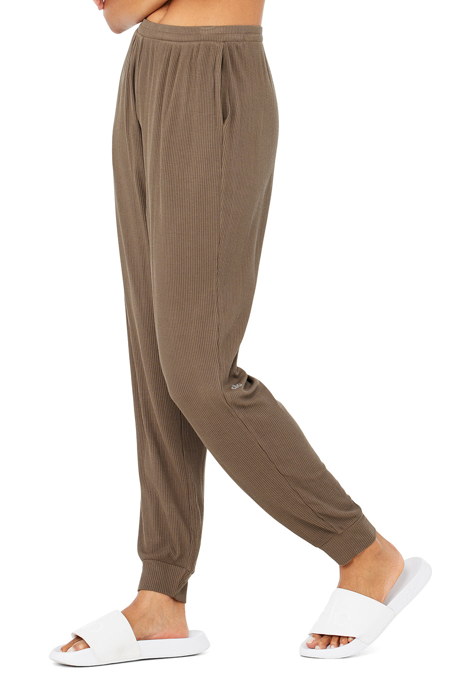 High-Waist Ribbed Whisper Pant - Hot Cocoa