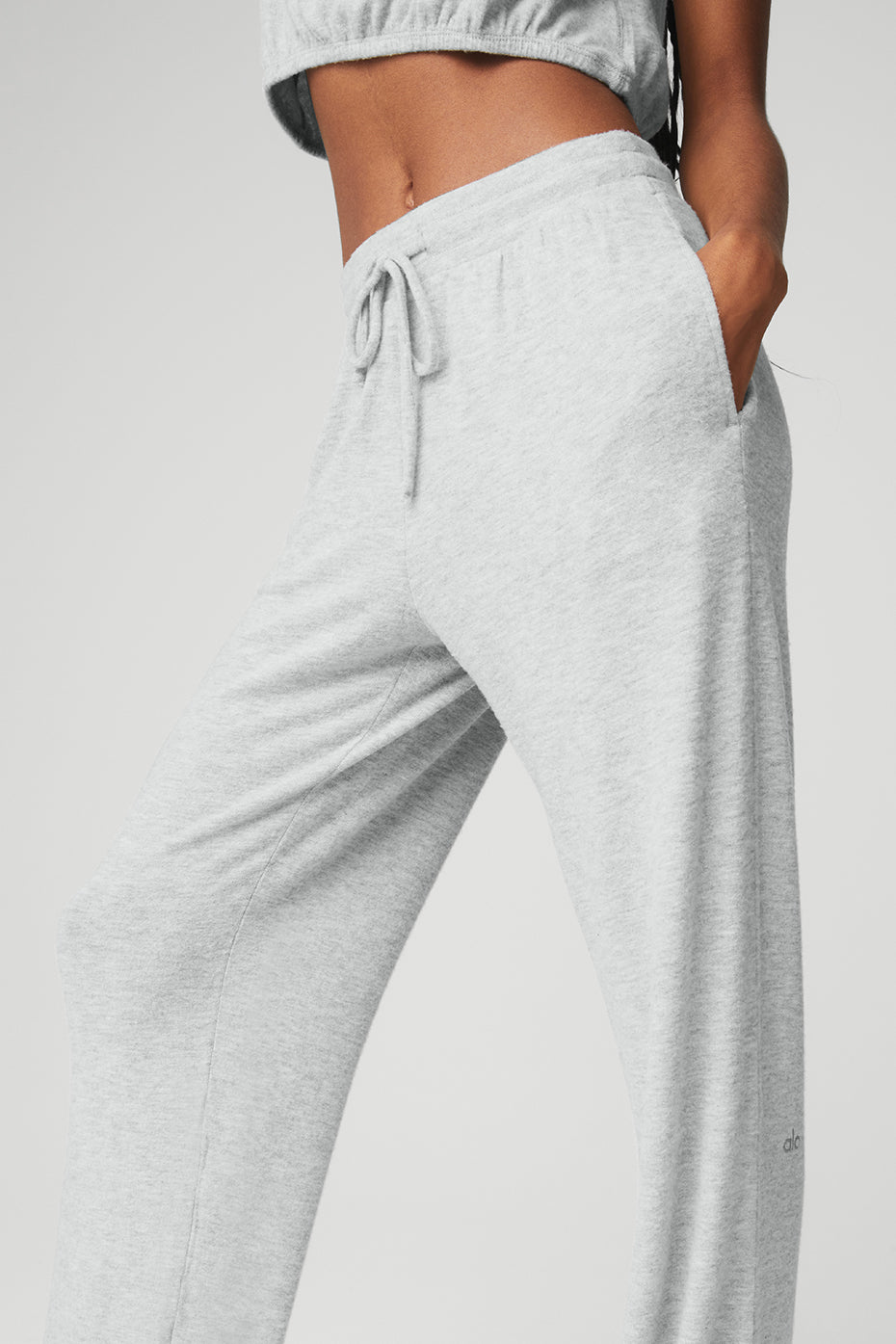 Alolux High-Waist Soho Wide Leg Pant - Athletic Heather Grey