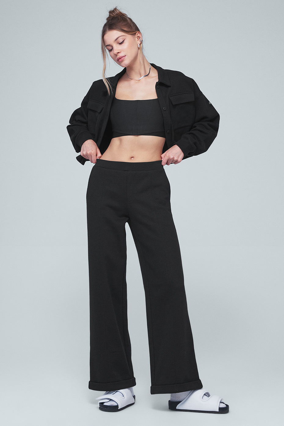 High-Waist Trouser Wide Leg Pant - Black