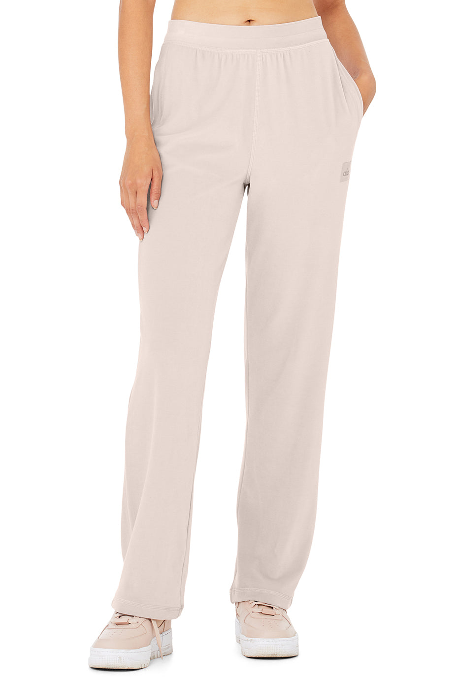Velour High-Waist Glimmer Wide Leg Pant - Dusty Pink