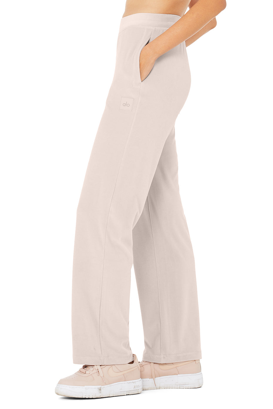 Velour High-Waist Glimmer Wide Leg Pant - Dusty Pink