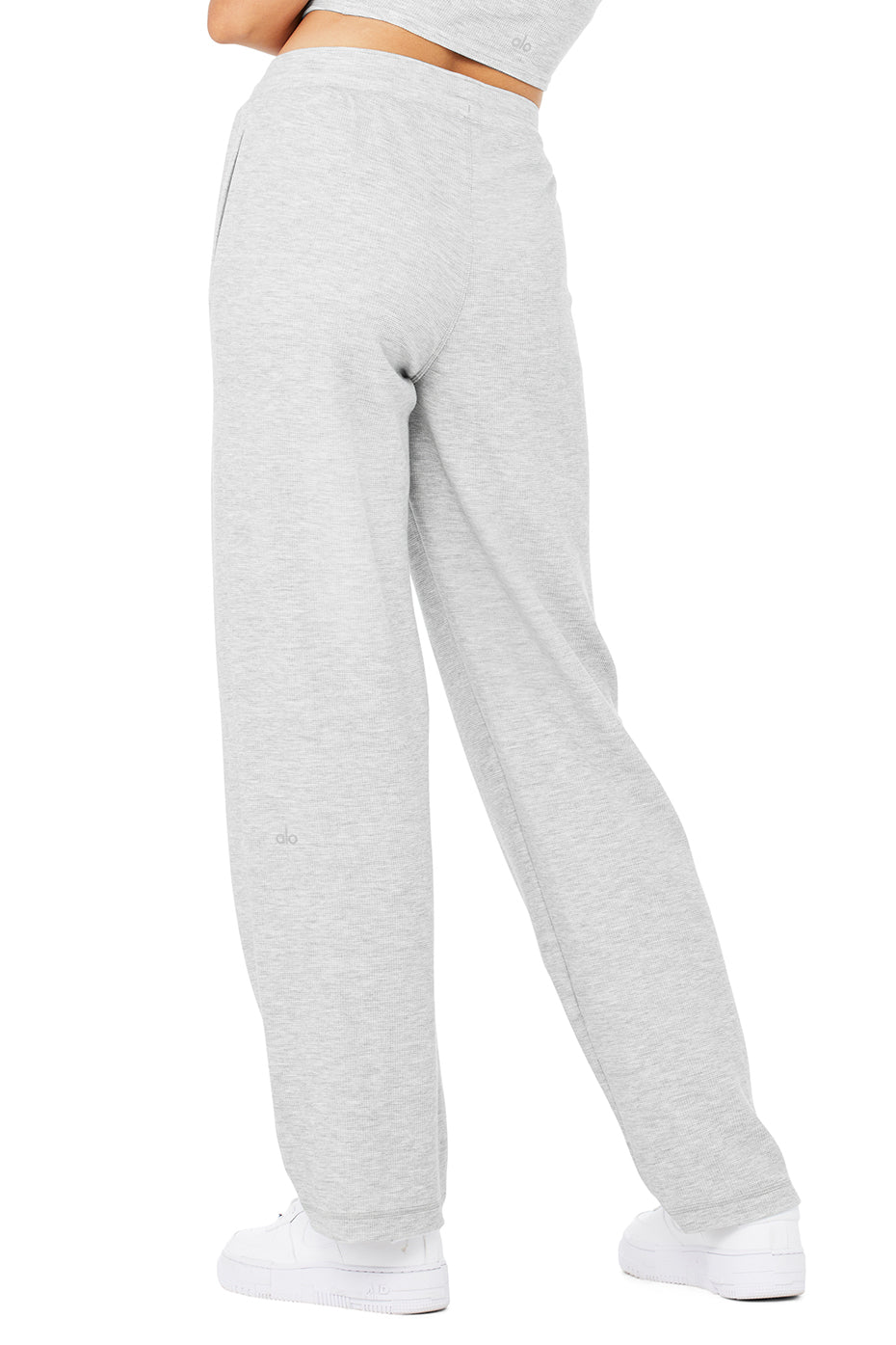 Micro Waffle High-Waist Pleasant Wide Leg Pant - Athletic Heather Grey