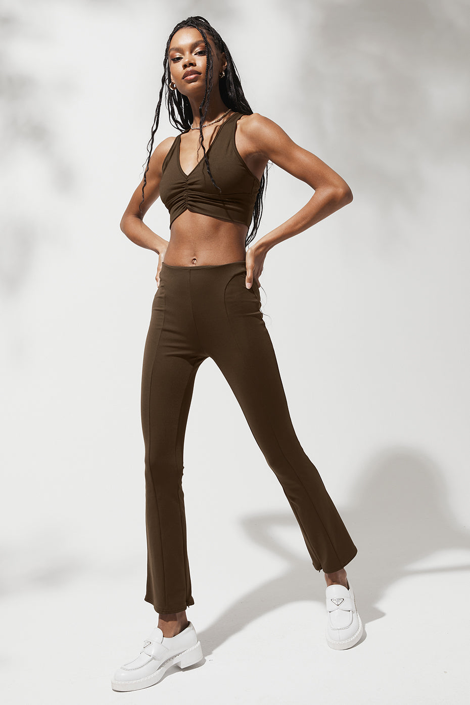 High-Waist 7/8 Zip It Flare Legging - Espresso