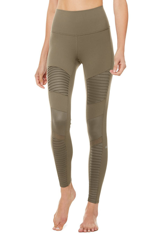 High-Waist Moto Legging - Olive Branch