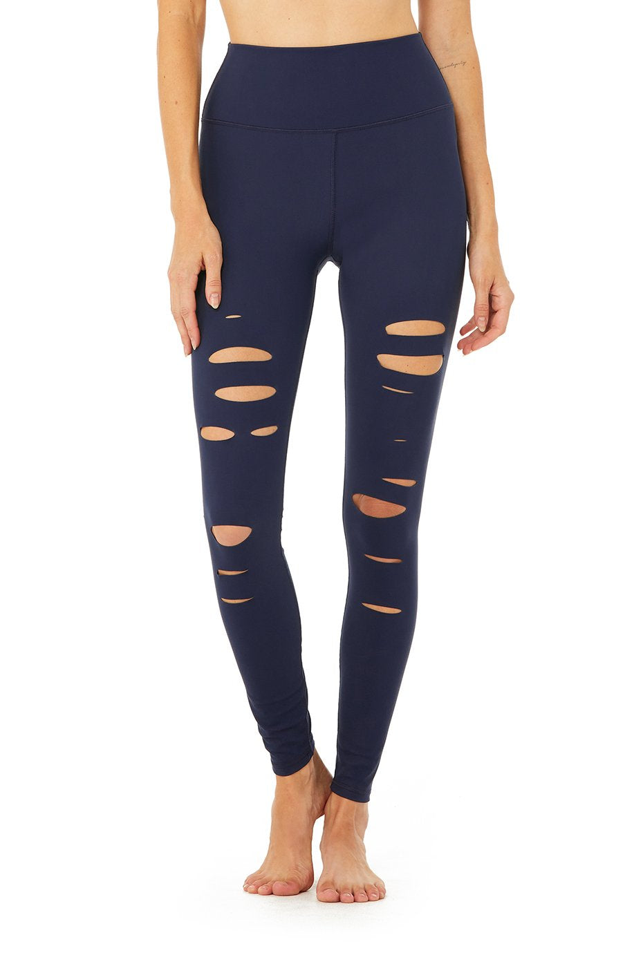 High-Waist Ripped Warrior Legging - Rich Navy