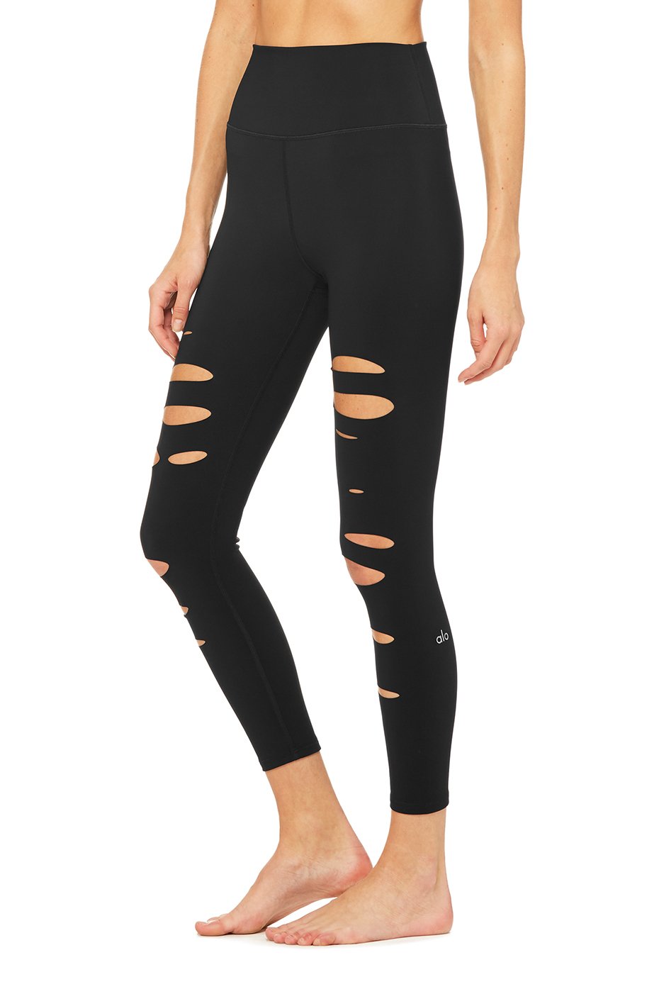 7/8 High-Waist Ripped Warrior - Black