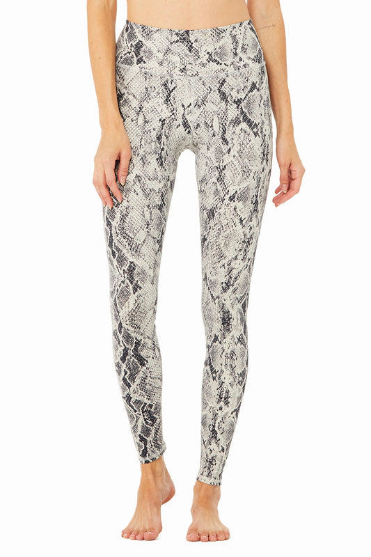 High-Waist Snakeskin Vapor Legging - Bone