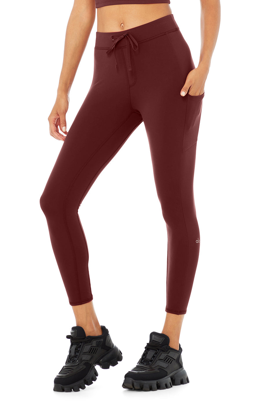 7/8 High-Waist Checkpoint Legging - Cranberry