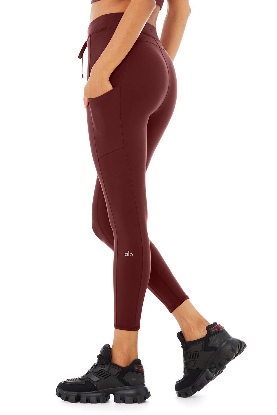 7/8 High-Waist Checkpoint Legging - Cranberry