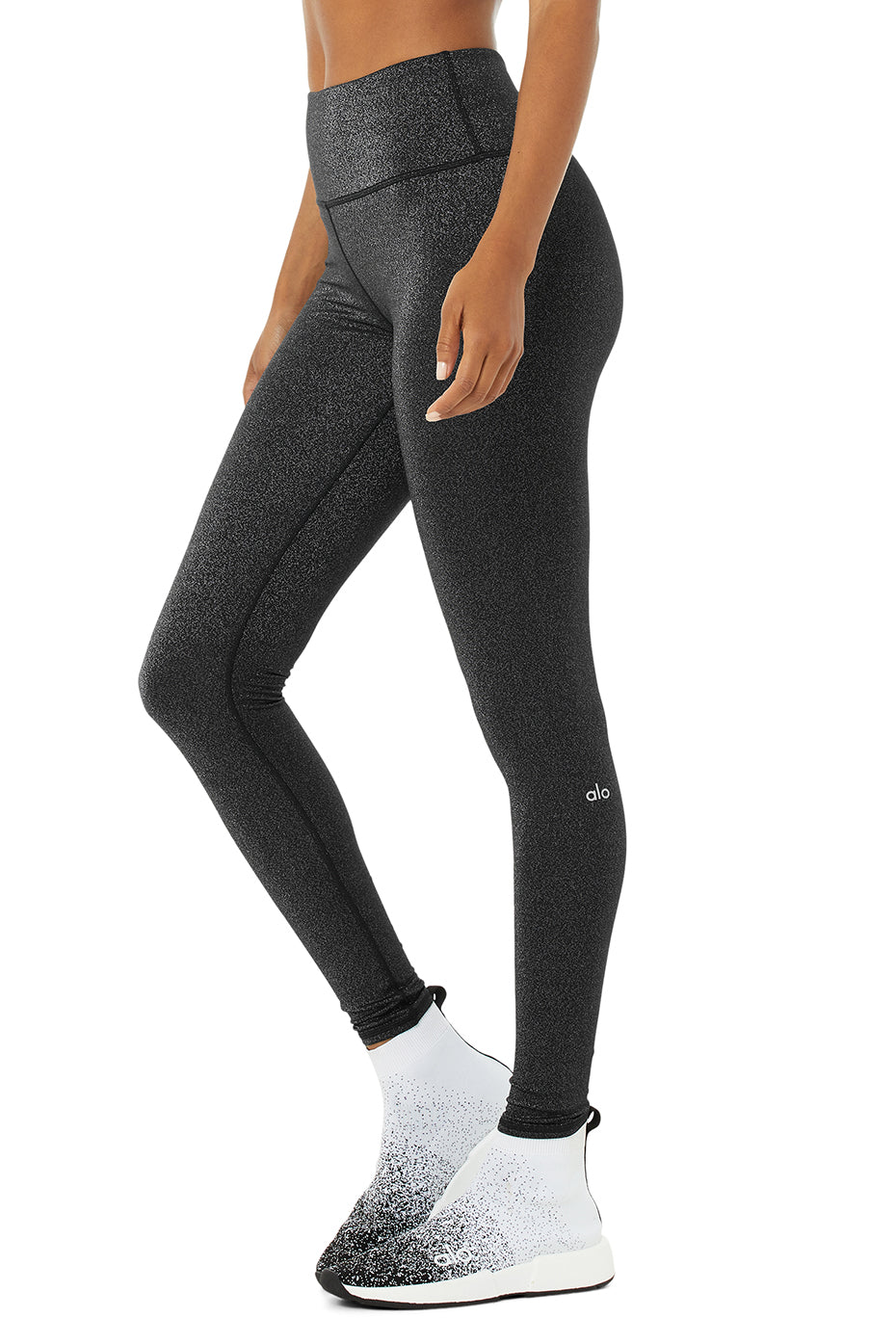 High-Waist Glitter Legging - Black/Silver