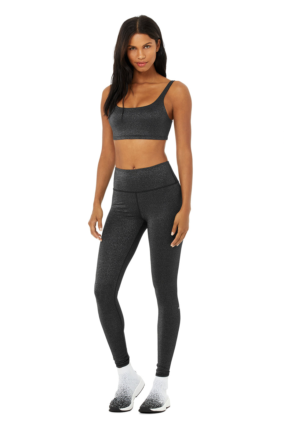 High-Waist Glitter Legging - Black/Silver